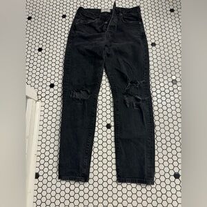 We the free free people button fly distressed knee jeans size 27